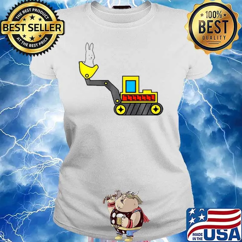 Easter Egg Bunny Excavator Bulldozer Shirt Ladies tee