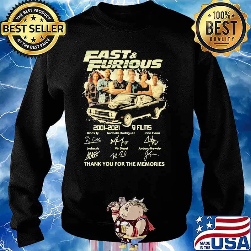 Fast And Furious 2001-2021 9 Films Thanks You For The Memories Shirt Sweater