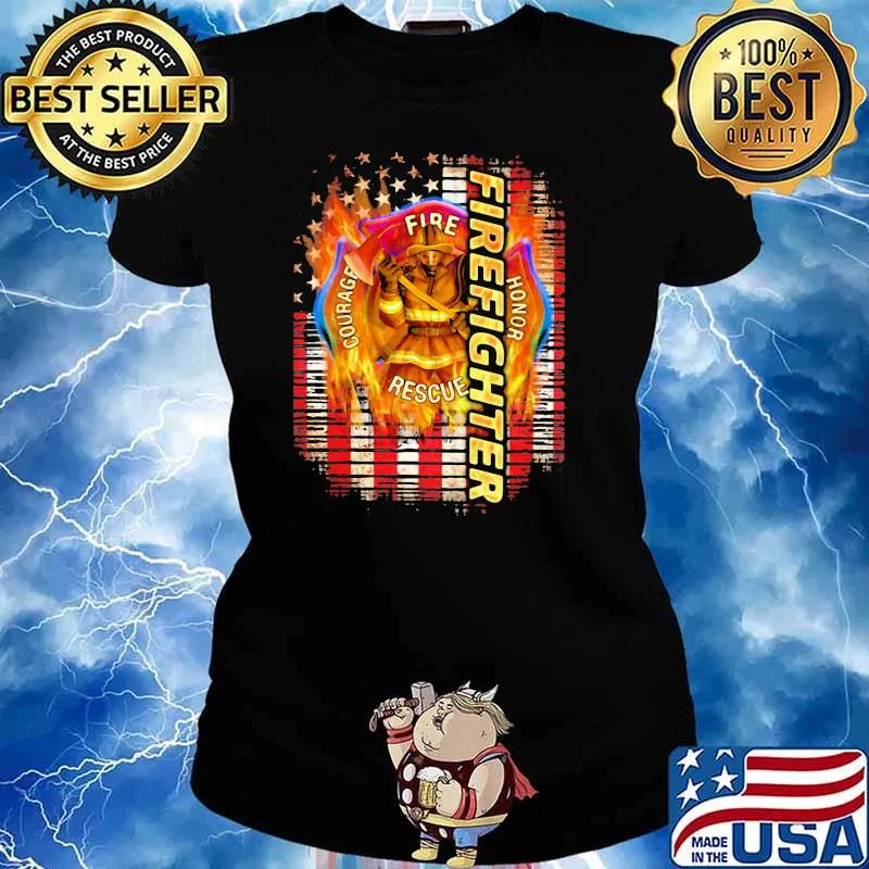 Firefighter American flag Ladies tee