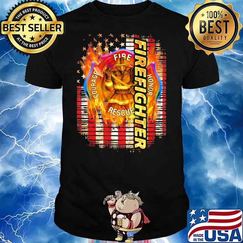 Firefighter American flag shirt