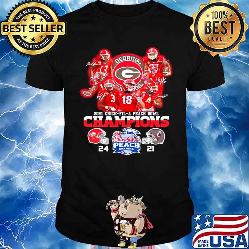 Georgia Bulldogs Team Football Players 2021 Chick Fil A Peach Bowl Champions 24 21 Cincinnati shirt