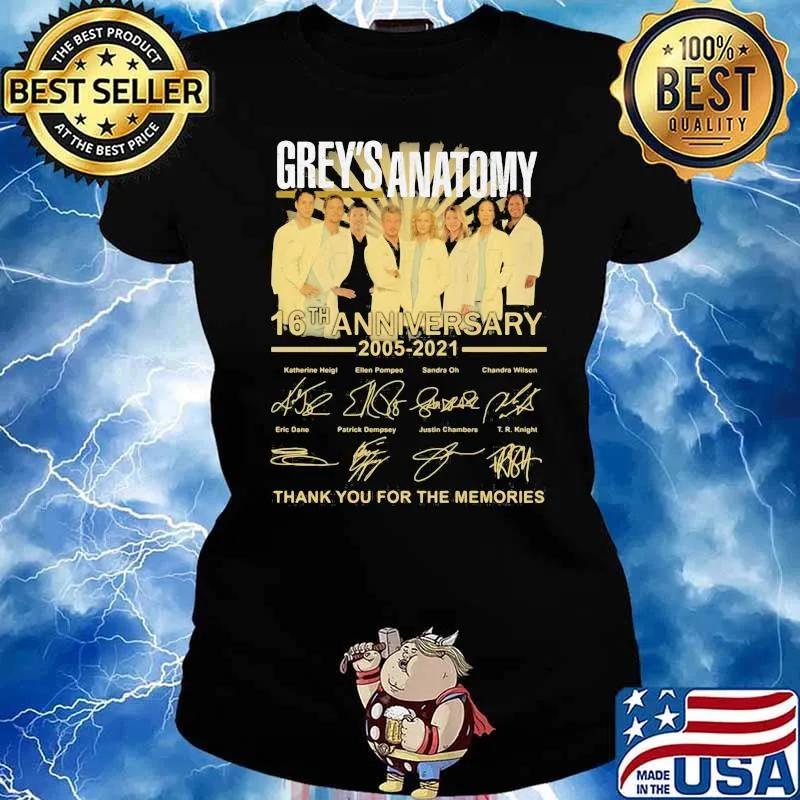 Grey’s Anatomy 16th Anniversary 2005 2021 Thank You For The Memories Shirt Ladies tee