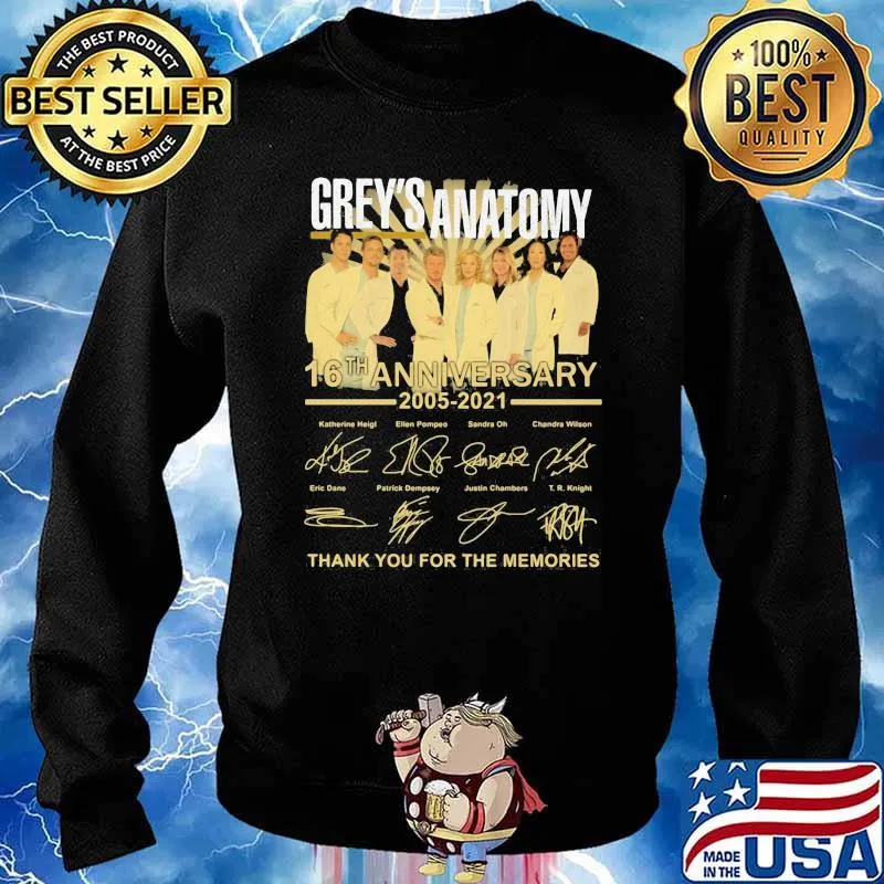 Grey’s Anatomy 16th Anniversary 2005 2021 Thank You For The Memories Shirt Sweater