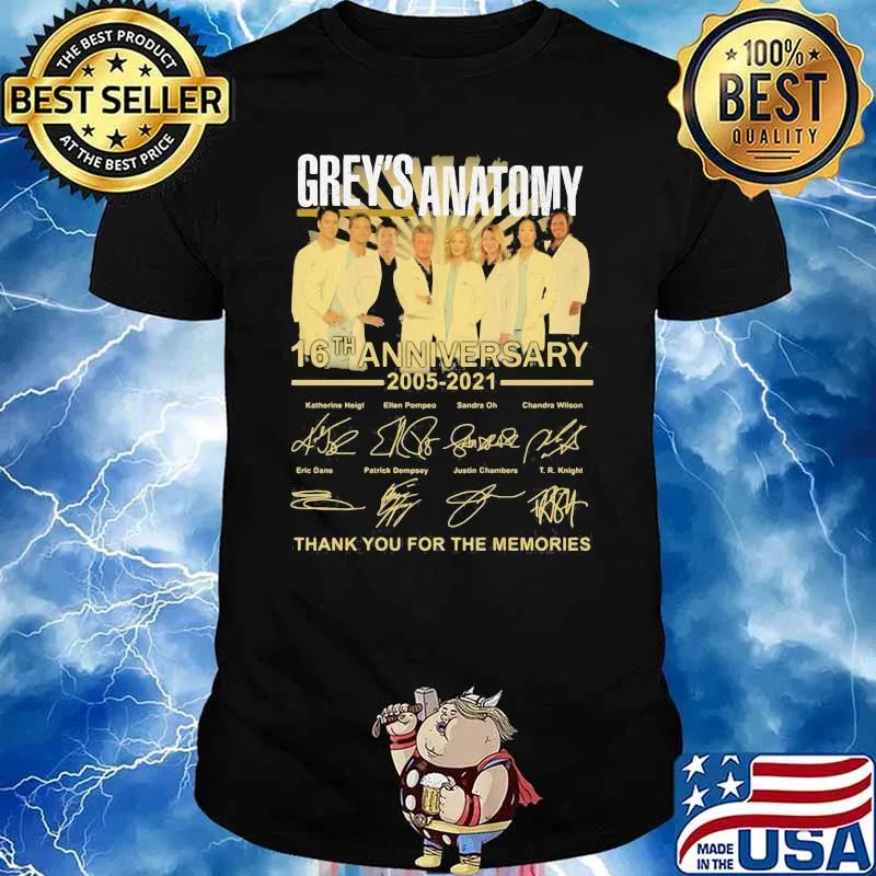 Grey’s Anatomy 16th Anniversary 2005 2021 Thank You For The Memories Shirt