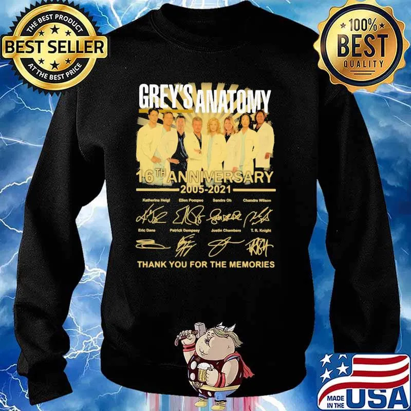 Grey’s Anatomy 16th Anniversary 2005 2021 Thank You For The Memories Signature Shirt Sweater