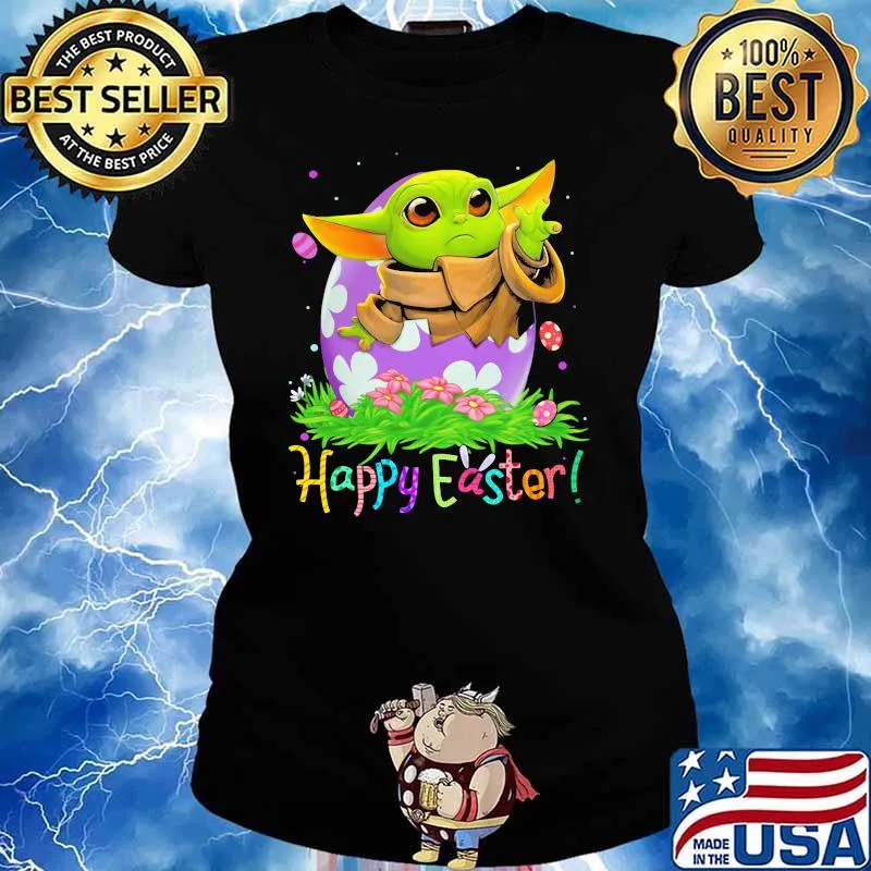 Happy Easter Day Egg Baby Yoda Shirt Ladies tee