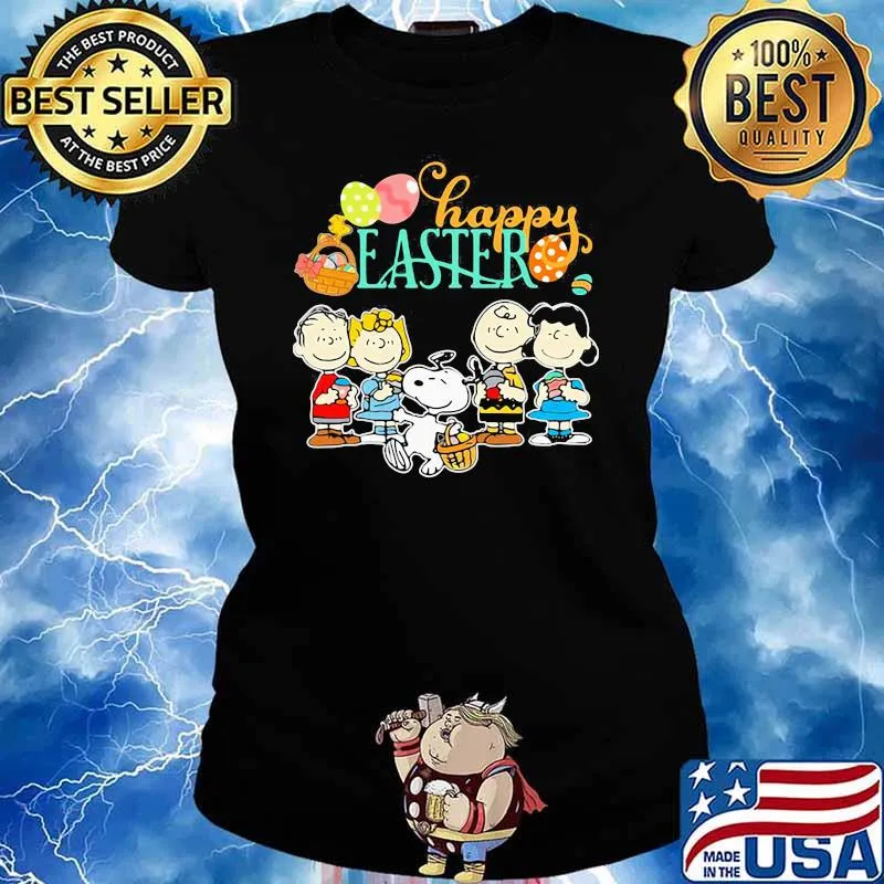 Happy Easter Day Egg With Snoopy And Charlie Friends Shirt Ladies tee