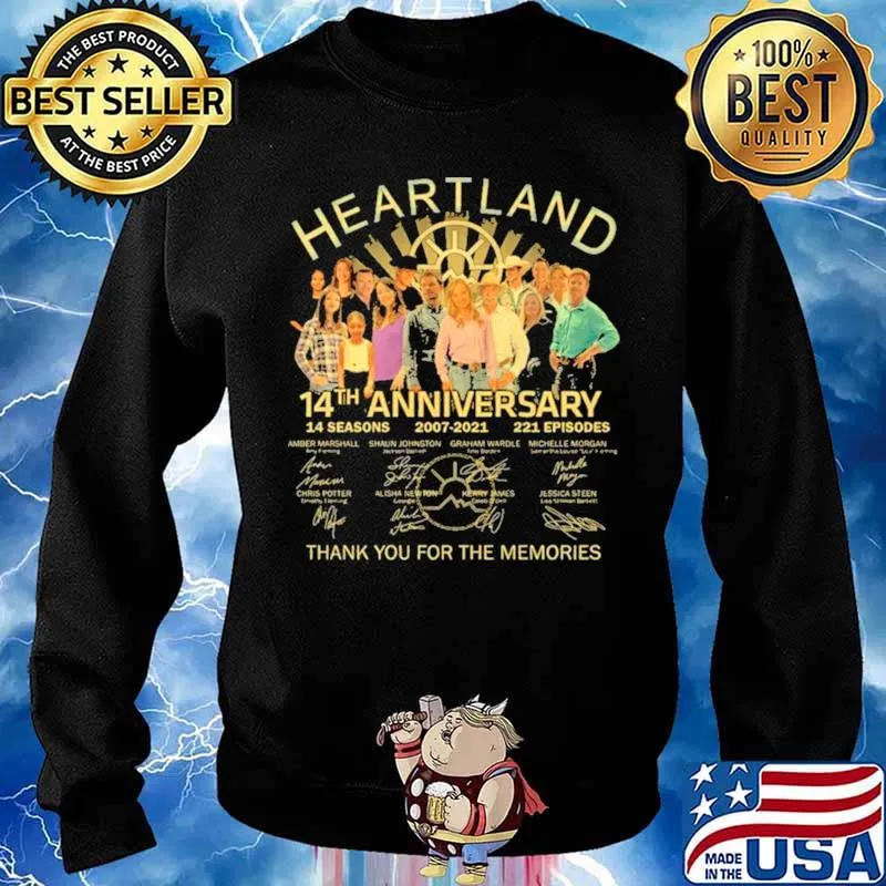Heartland 14th Anniversary 14 Seasons 2007 2021 221 Episodes Signatures Thank You For The Memories Shirt Sweater