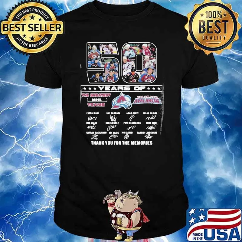 Hot 50 Years Of Colorado Avalanche The Greatest NHL Teams Thank You For The Memories Signatures Shirt