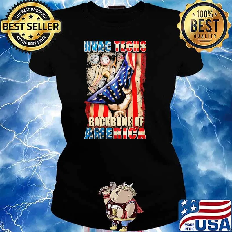 Hvac techs backbone of america flag Ladies tee