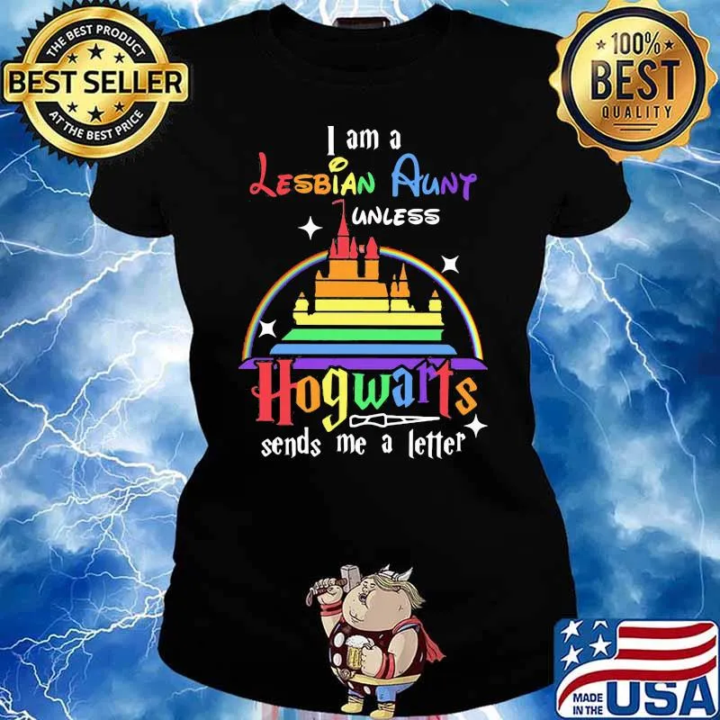 I Am A Lesbian Auny Unless Hogwarts Sends Me A Letter Rainbow Disney Shirt Ladies tee