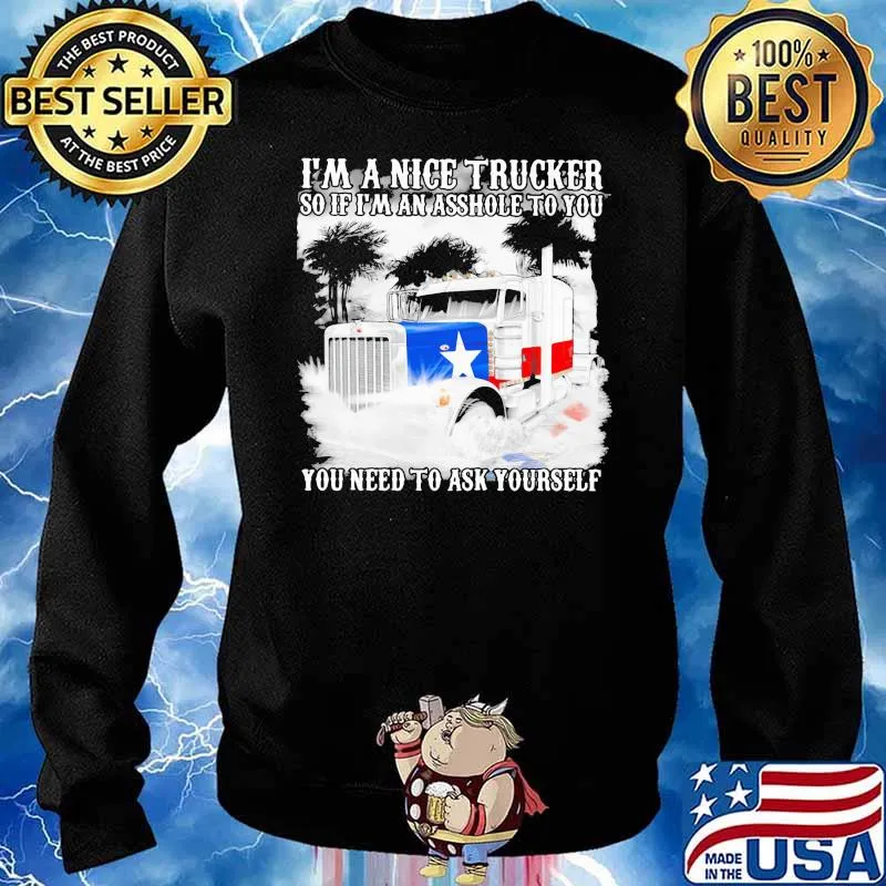 I Am A Nice Trucker So If I Am An Asshole To You Need To Ask Yourself Flag Shirt Sweater