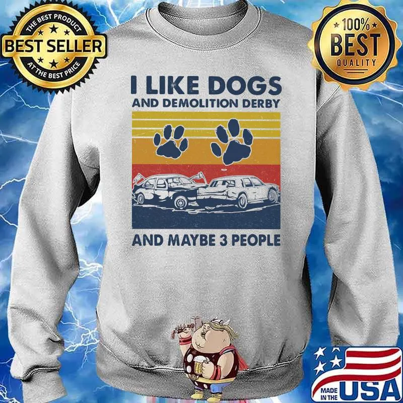 I Like Dogs And Demollition Derby And Maybe 3 People Vintage Shirt Sweater