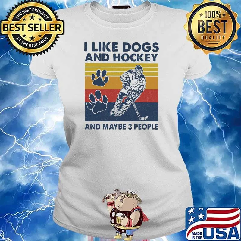 I Like Dogs And Hockey And Maybe 3 People Vintage Shirt Ladies tee