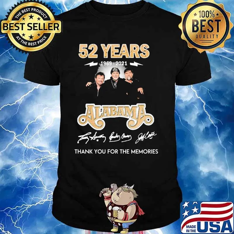 52 Years 1969-2021 Alabama Thank You For The Memories Shirt