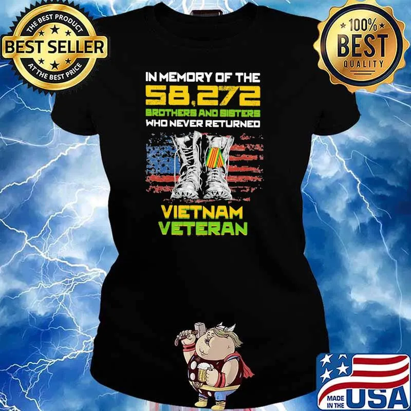 In Memory Of The 58 272 Brothers And Sisters Who Never Returned Vietnam Veteran Flag Shirt Ladies tee