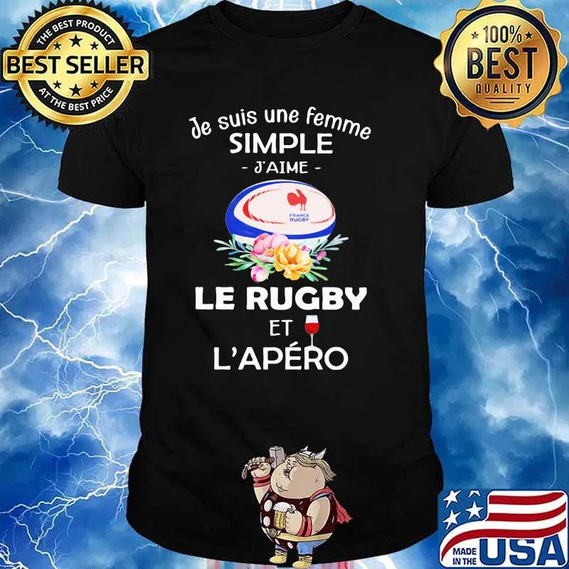 Je Suis Une Femme Simple Le Rugby Et L’apero Wine Flower Shirt