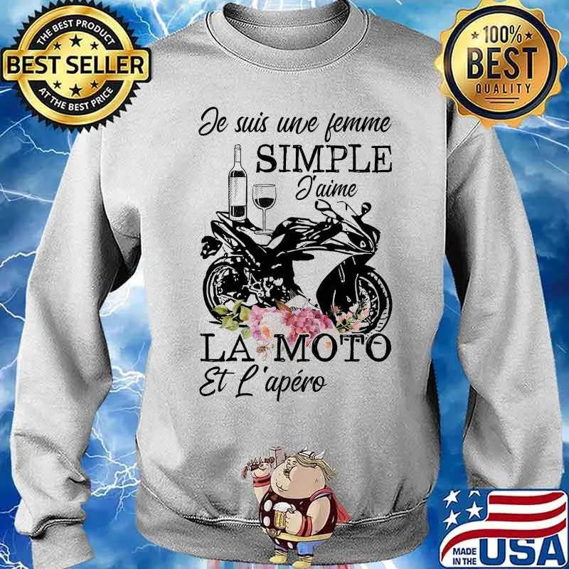 Je Suis Une Jemime Simple Jaime La Moto Et L’apero Lisa Motorcycle Flowers Shirt Sweater