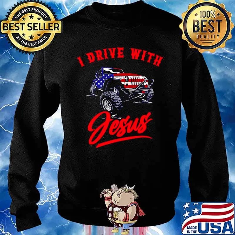 Jeep American Flag I Drive With Jesus Sweater