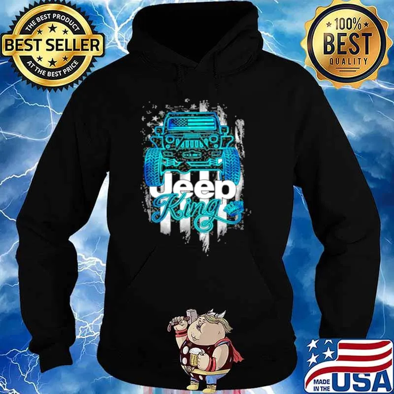 Jeep King Jeep Lover American Flag Crown Vintage Retro Shirt Hoodie