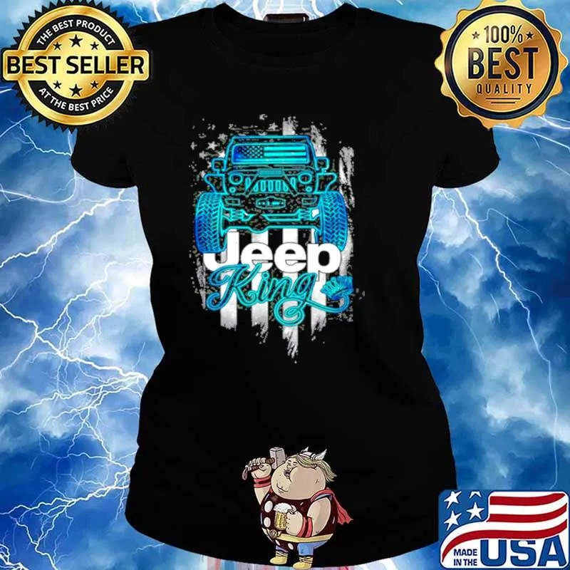 Jeep King Jeep Lover American Flag Crown Vintage Retro Shirt Ladies tee