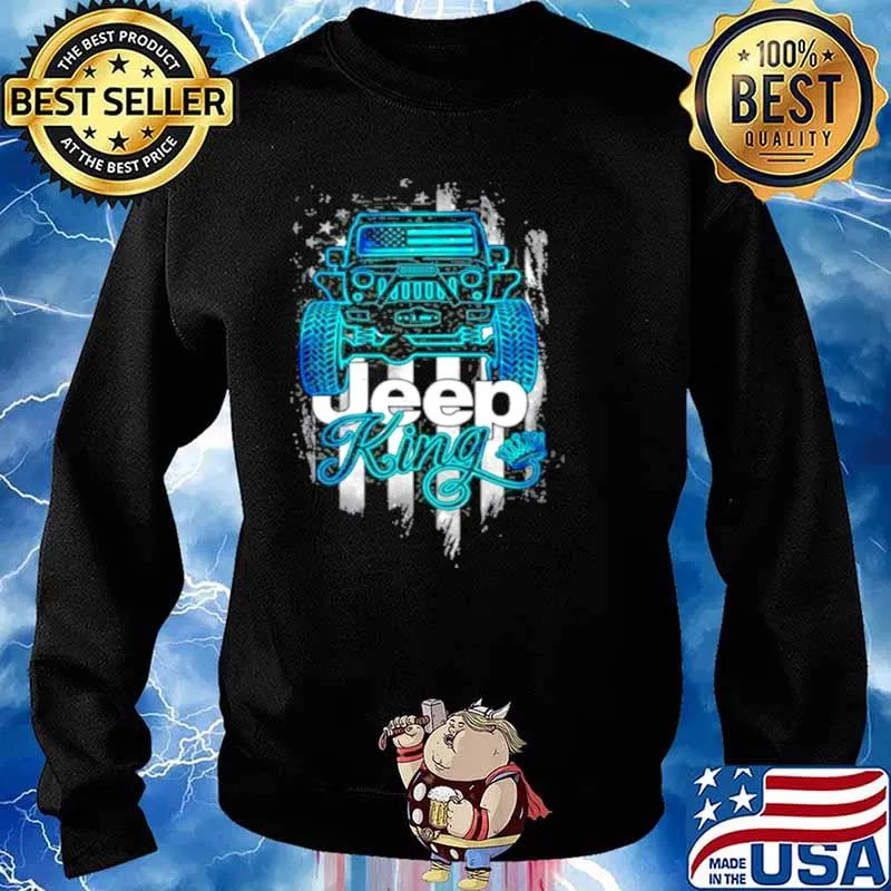Jeep King Jeep Lover American Flag Crown Vintage Retro Shirt Sweater
