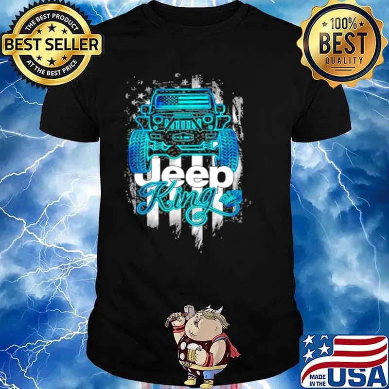 Jeep King Jeep Lover American Flag Crown Vintage Retro Shirt