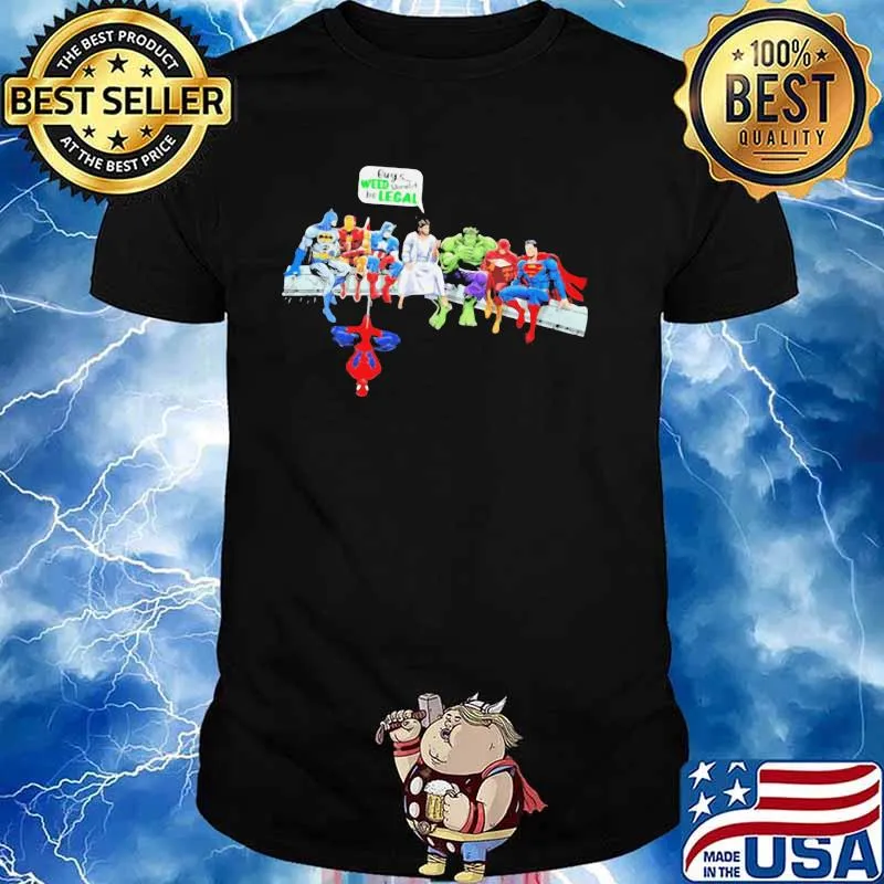 JESUS AND CHIBI SUPERHEROES GUYS WEED SHOULD BE LEGAL SHIRT Unisex