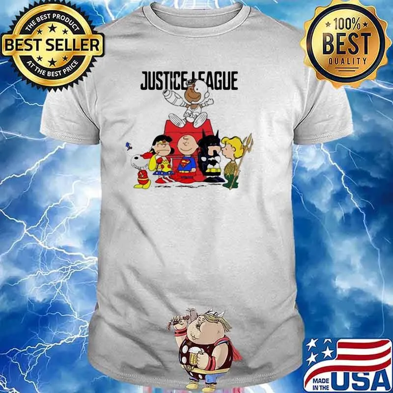 Justice League Superheroes With Peanuts Snoopy Charlie Shirt