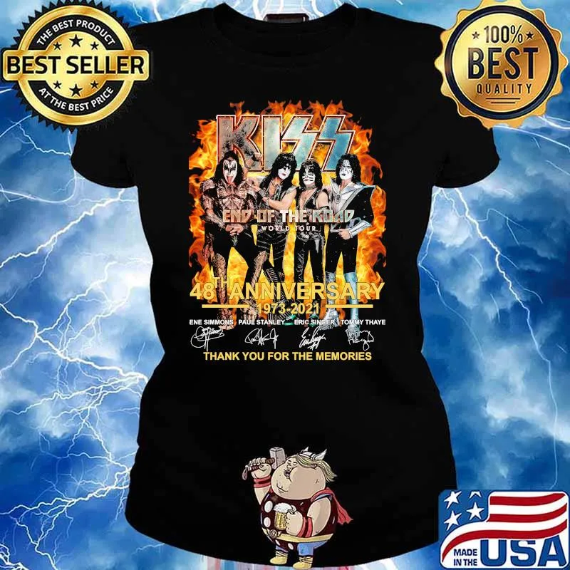 Kiss End Of The Road World Tour 48th Anniverary 1973-2021 Thank You For The Memories Shirt Ladies tee