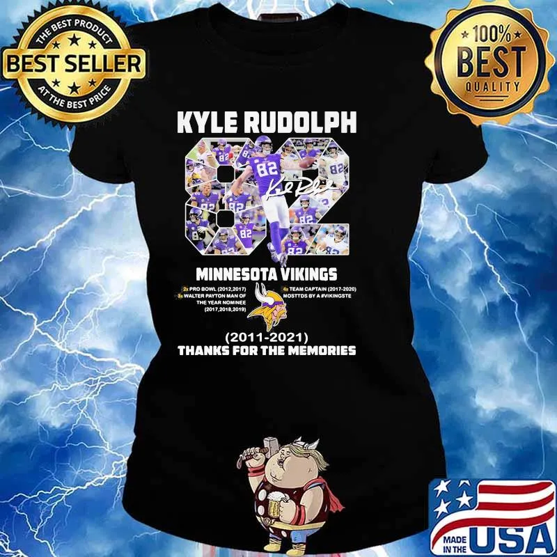 Kyle Rudolph 82 Minnesota Vikings 2011 2021 Thanks For The Memories Shirt Ladies tee
