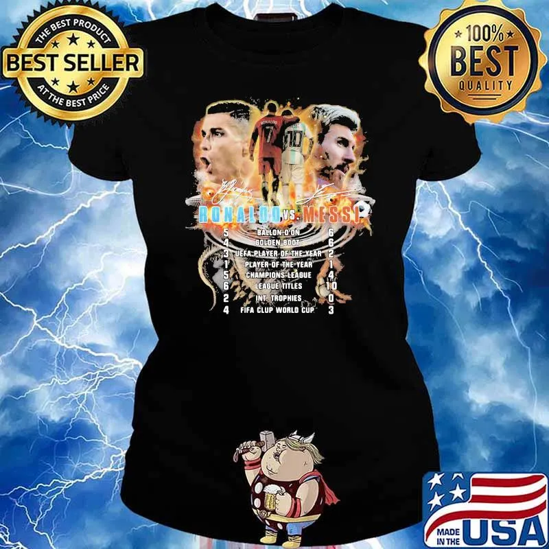 Legends Football Messi And Ronaldo Signature Shirt Ladies tee