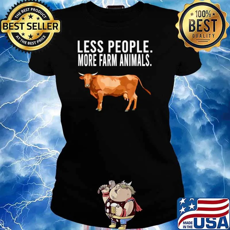 Less People More Farm Animals Brown Cow Introvert Ladies tee
