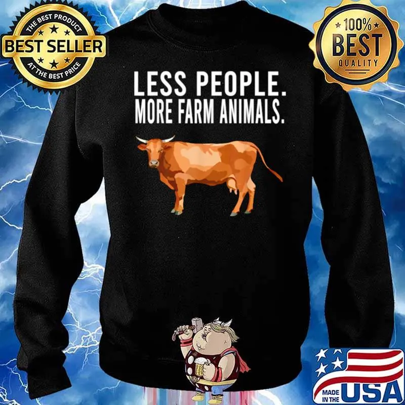 Less People More Farm Animals Brown Cow Introvert Sweater