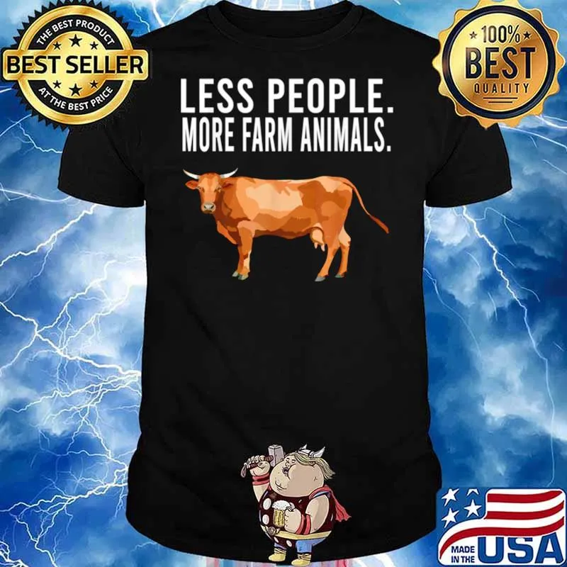 Less People More Farm Animals Brown Cow Introvert shirt
