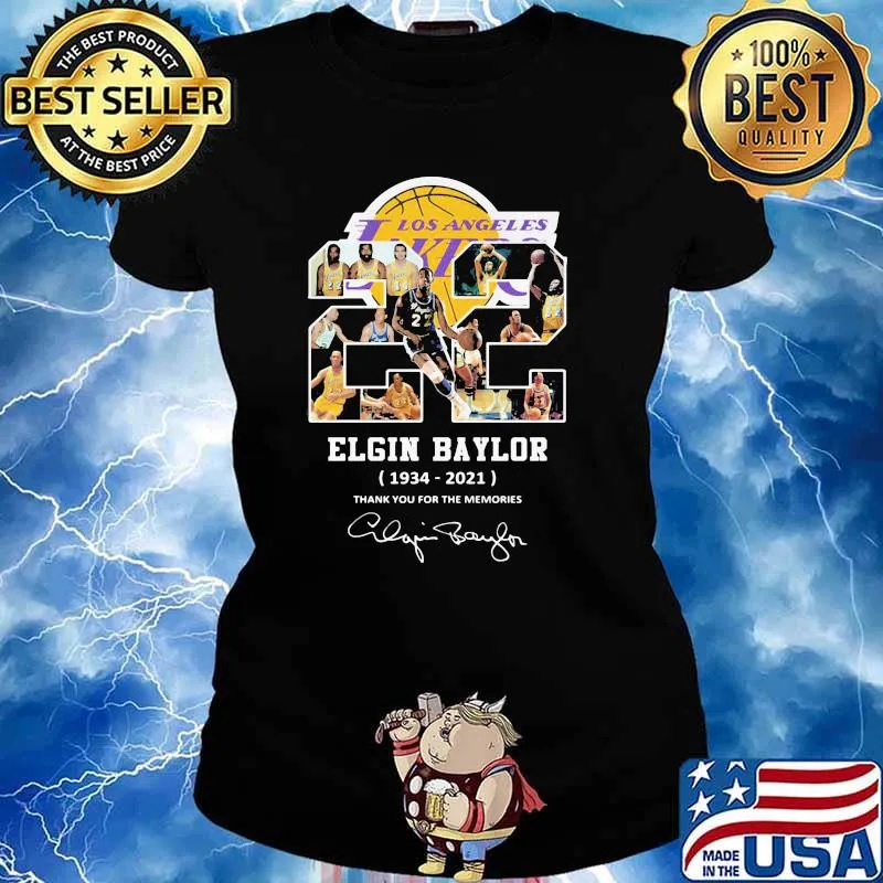 Los Angeles Lakers Elgin Baylor 1934 2021 Thank You For The Memories Signature Shirt Ladies tee