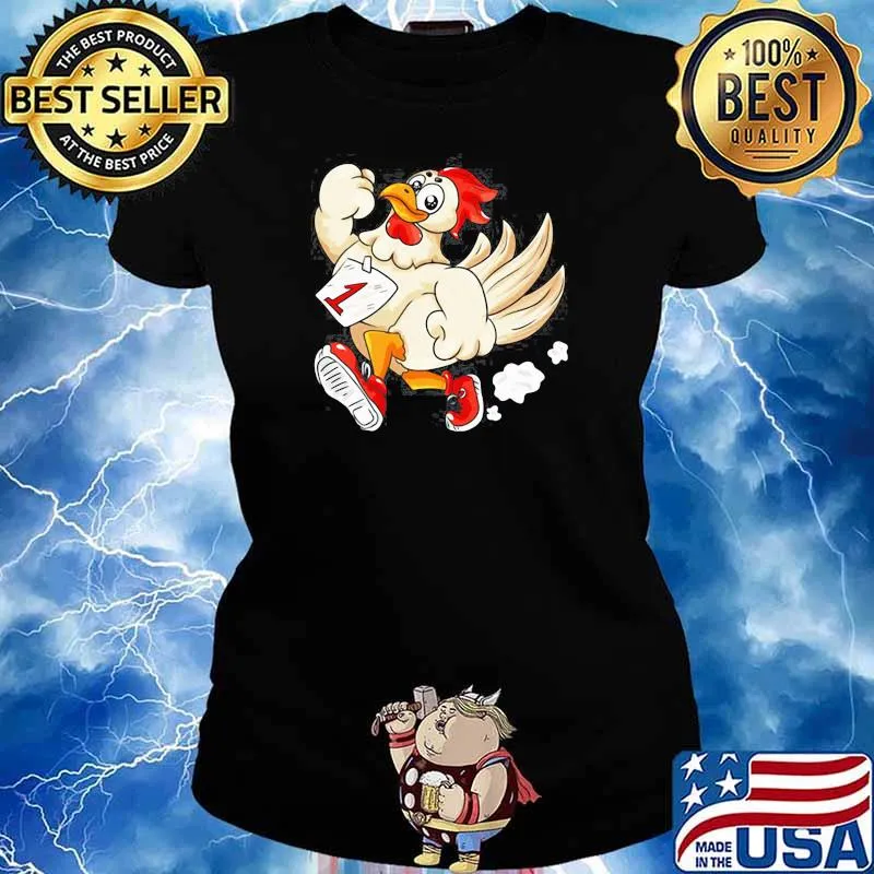 Marathon runner running chicken motivation sport humor s Ladies tee