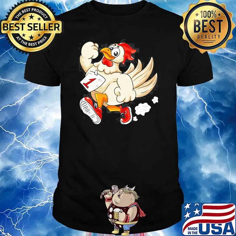Marathon runner running chicken motivation sport humor shirt