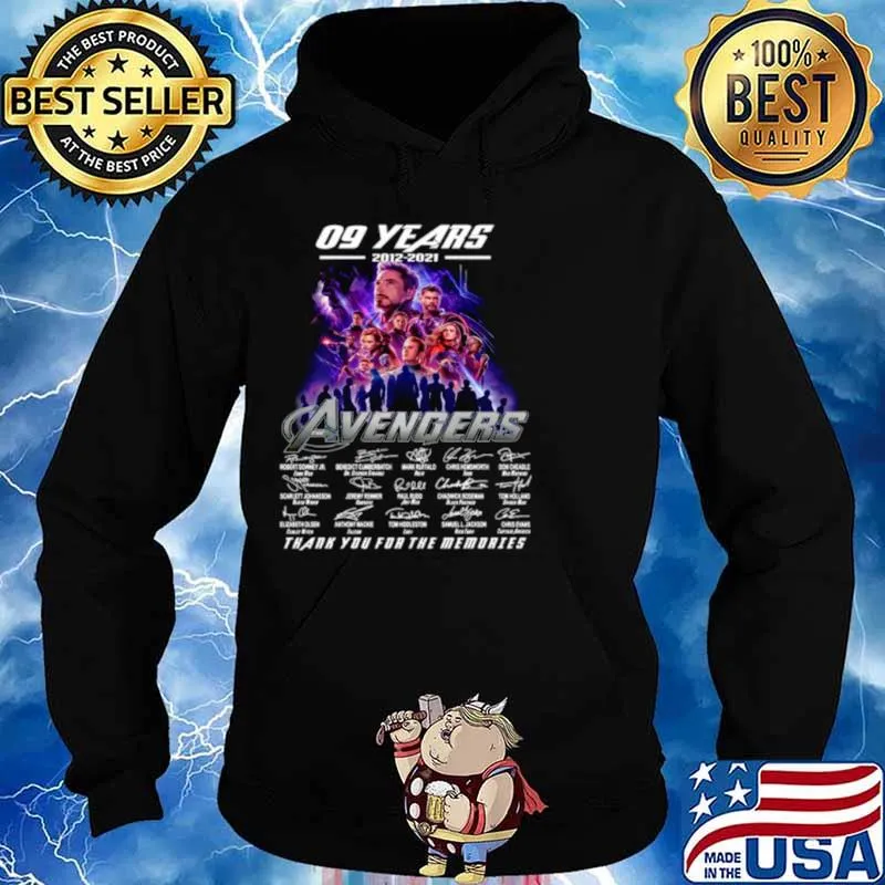 Marvel Avengers 09 Years 2012 2021 Signatures Thanks For The Memories Hoodie