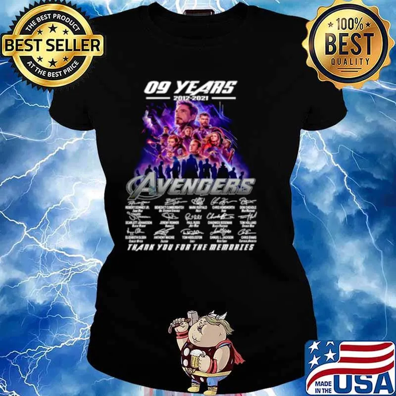 Marvel Avengers 09 Years 2012 2021 Signatures Thanks For The Memories Ladies tee