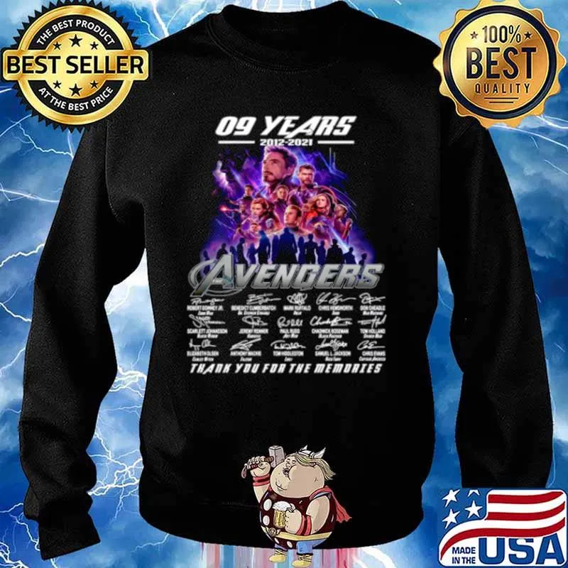 Marvel Avengers 09 Years 2012 2021 Signatures Thanks For The Memories Sweater