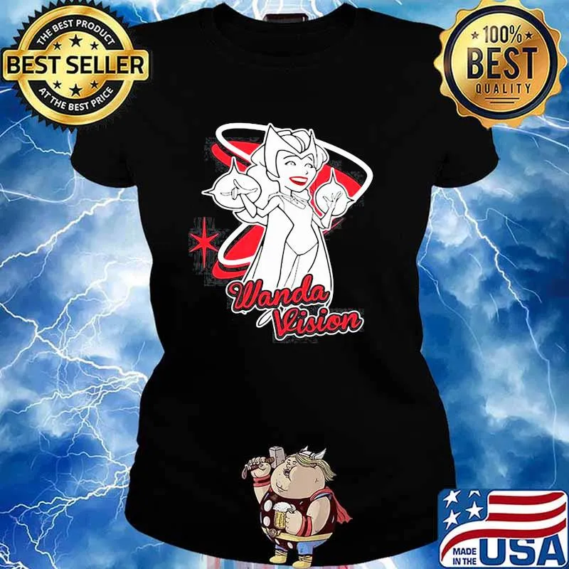 MARVEL WANDAVISION SCARLET WITCH RETRO CARTOON SHIRT Ladies tee