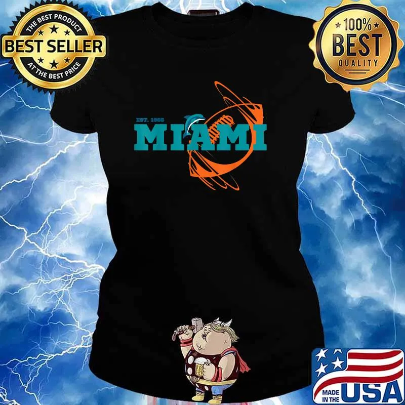 Miami Est 1966 Sports Team Athletic Novelty Dolphin Shirt Ladies tee