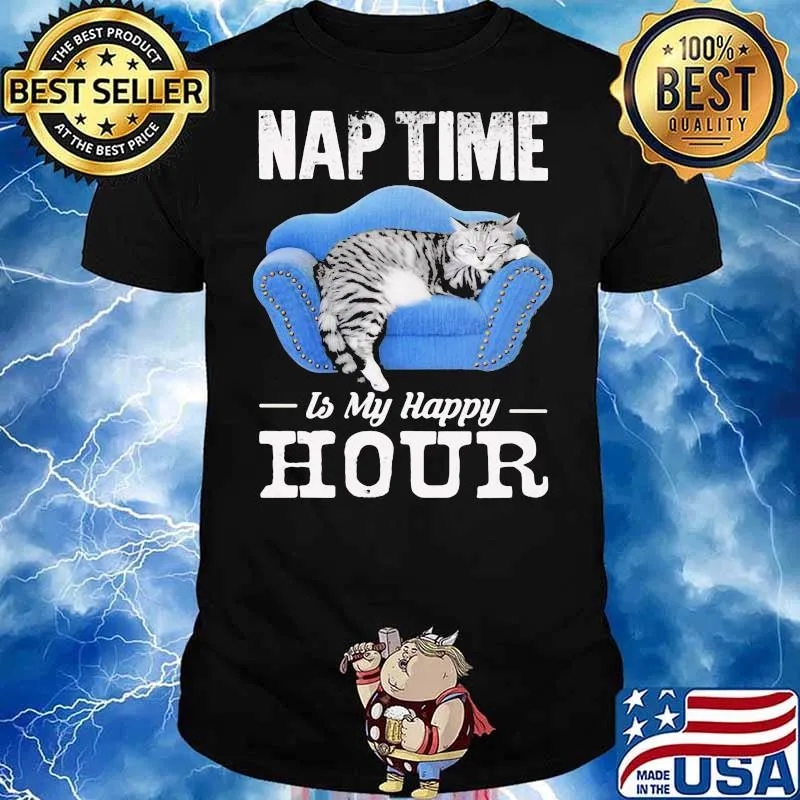 Nap time is my happy hour cat sleep in sofa shirt