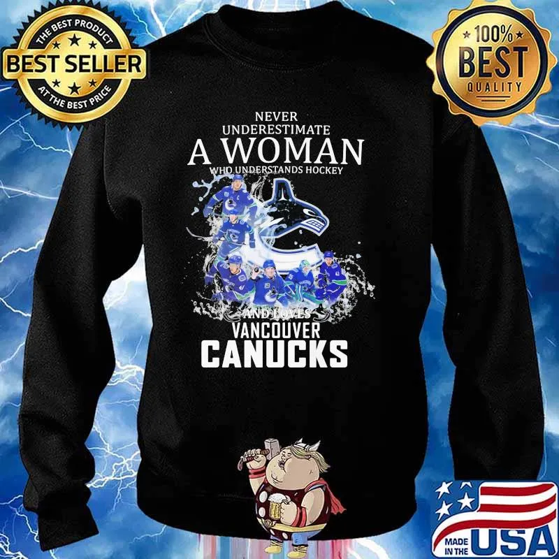 Never Underestimate A Woman Who Understands Hockey Who Loves Vancouver Canucks Shirt Sweater