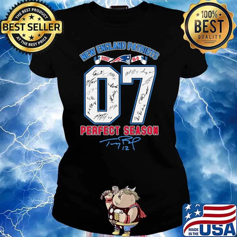 Number Seven New England Patriots 2007 Perfect Season Signature Shirt Ladies tee