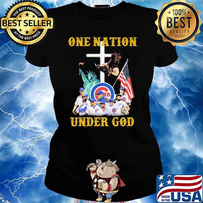 One Nation Under God American Flag Team Chicago Cubs Shirt Ladies tee