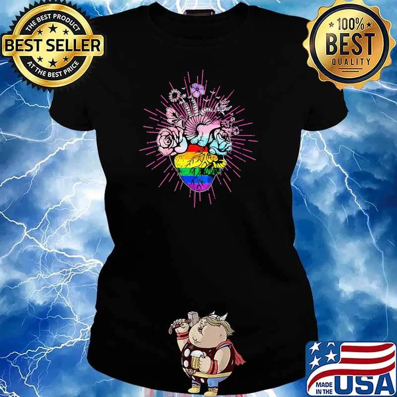 Pride Heart LGBT Flower Shirt Ladies tee