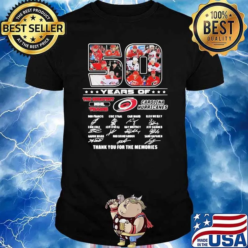 Pro 50 Years Of Carolina Hurricanes The Greatest NHL Teams Thank You For The Memories Signatures Shirt