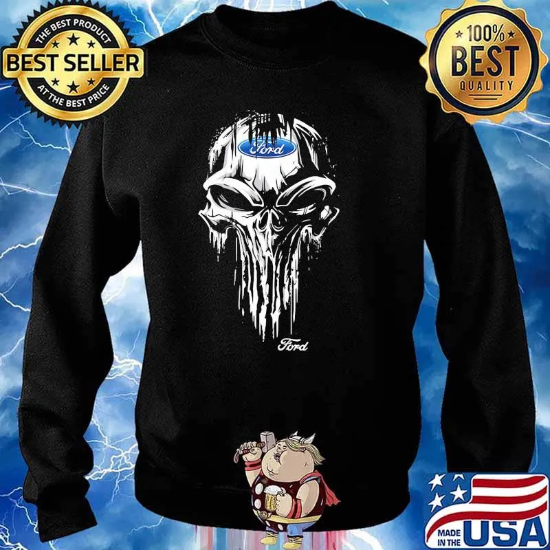 Punisher Skull With Ford Car Logo Symbol Shirt Sweater